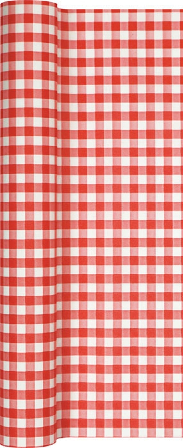 Běhoun na stůl 40 x 490 cm - Červenobílá kostka 0200-1211_1.jpg