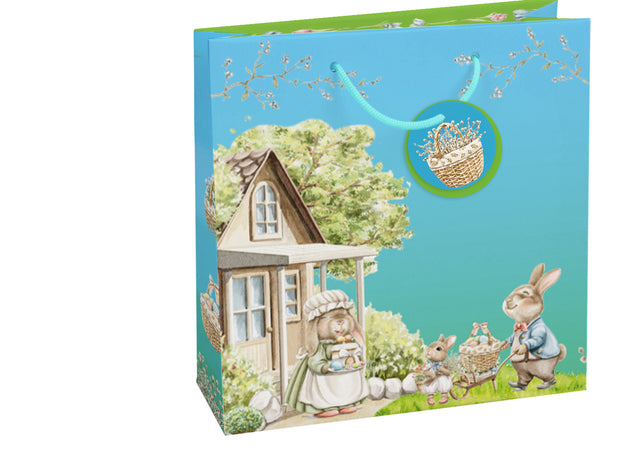 Dárková taška čtvercová-(TQ)  Quad mat  o rozměrech 15x6x14,5cm se  vzorem Velikonoc 22504 TQ.jpg#15049#b0d6d7a4a071