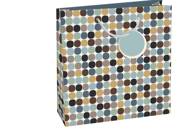 Dárková taška čtvercová-(TQ)  Quad mat  o rozměrech 15x6x14,5cm se  vzorem puntíků 22527 TQ.jpg