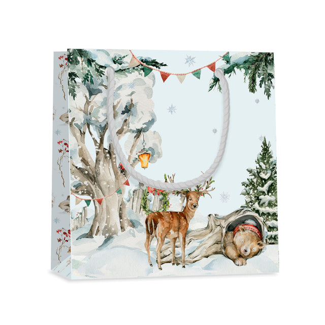 Dárková taška vánoční čtvercová (TQ) - ZIMNÍ KRAJINA - 15x6x14,5cm 225519 TQ.jpg