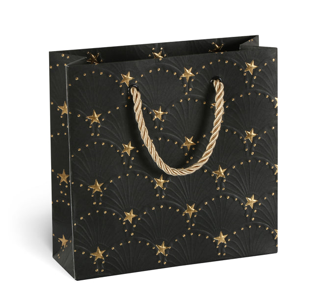 Dárková taška vánoční čtvercová (TQ) - ZLATÉ HVĚZDIČKY - 15x6x14,5cm 226503 TQ.jpg