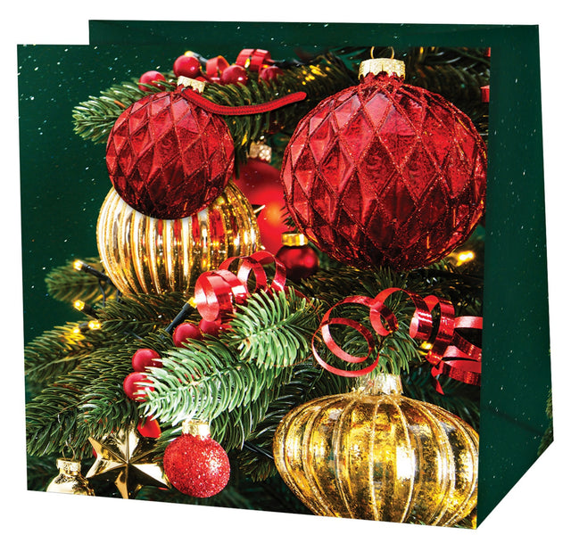 Dárková taška vánoční čtvercová (TQ) - ZLATÉ OZDOBY - 15x6x14,5cm 223507 TQ.jpg#15343#a20686b8a462