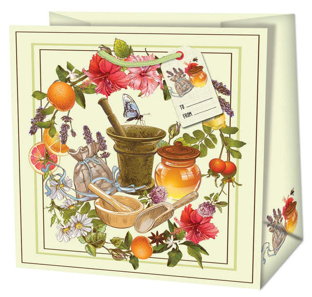 Dárková taška velká  (TL) o rozměrech 30x30x13,7 cm s motivem bylinek 22322 TL.jpg
