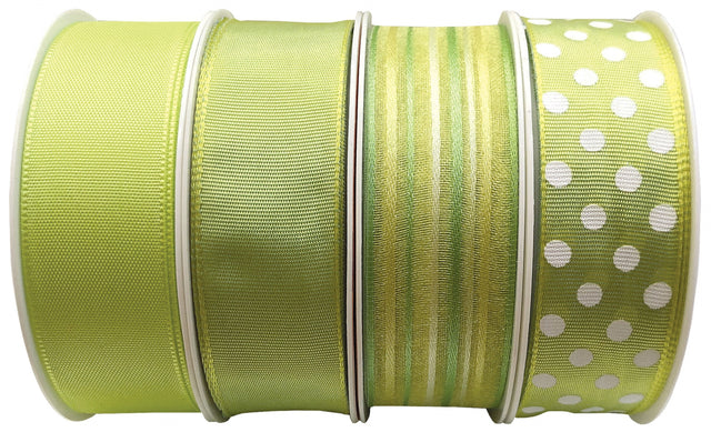 Mix hedvábných stuh s drátem nebo bez drátu - Zelená - 25 mm x 3 m NAV-zelená.jpg#17212#e1e6994e6b18