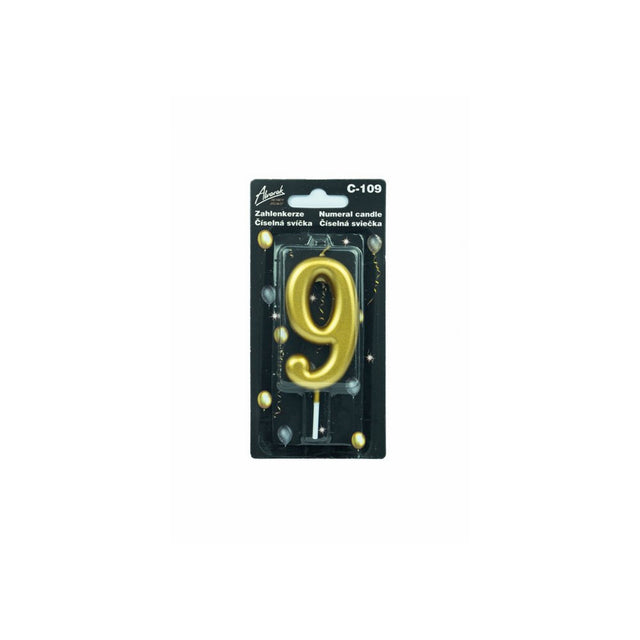 Zlatá číselná narozeninová svíčka na dort 9 (9 cm)  C-109_1.jpg